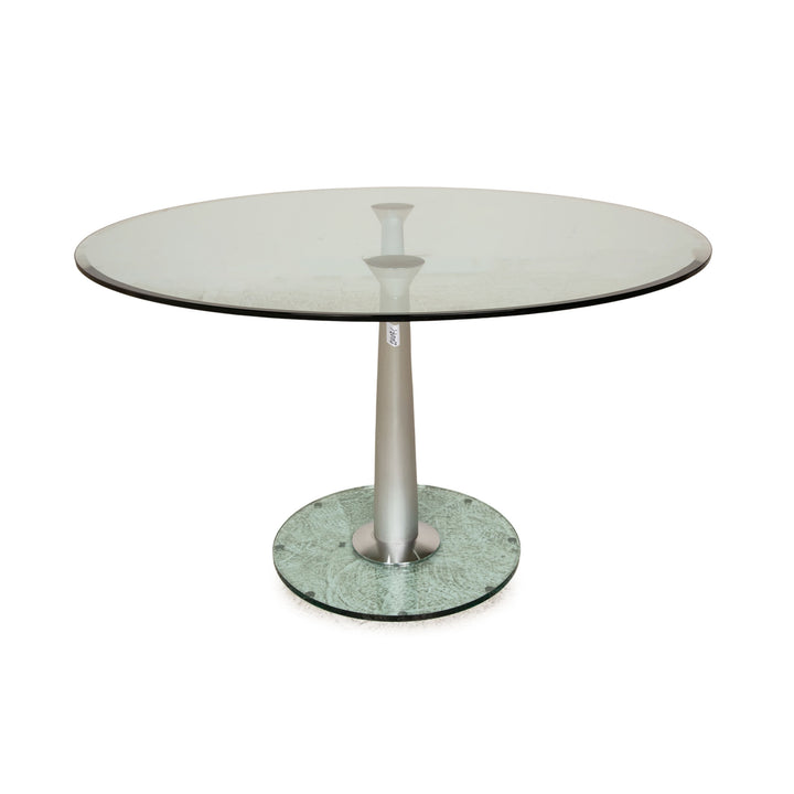 Table à manger en verre Rolf Benz 1210 ronde argentée 120 x 120 cm
