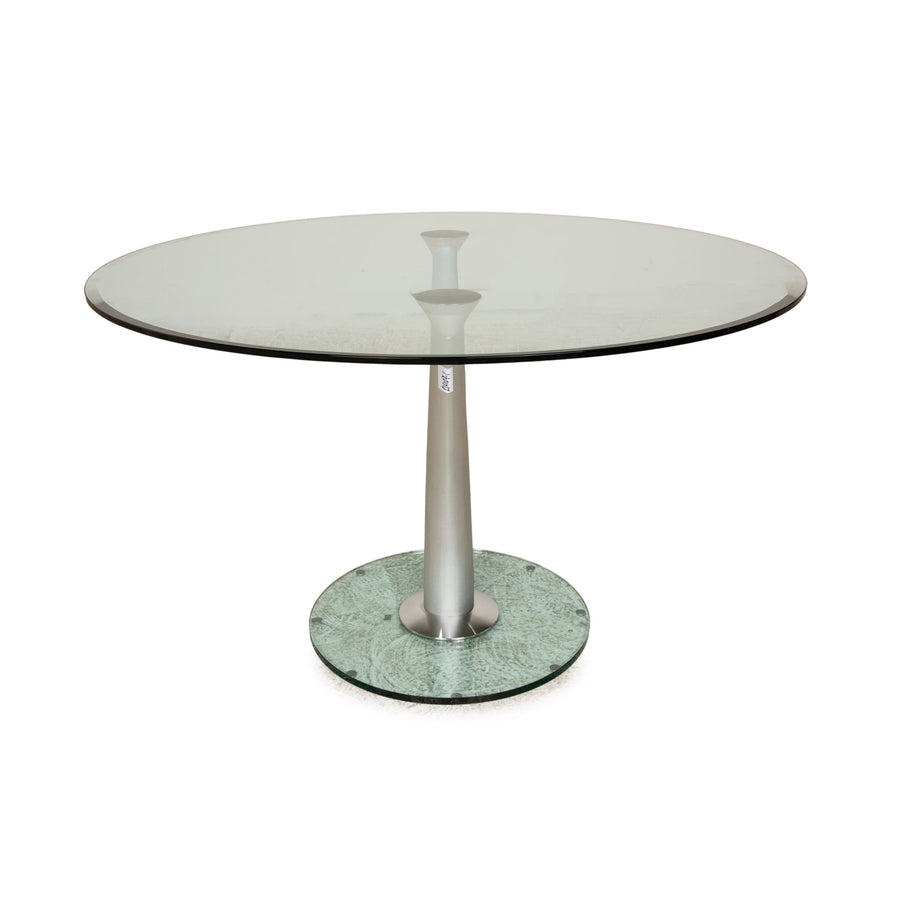 Table à manger en verre Rolf Benz 1210 ronde argentée 120 x 120 cm