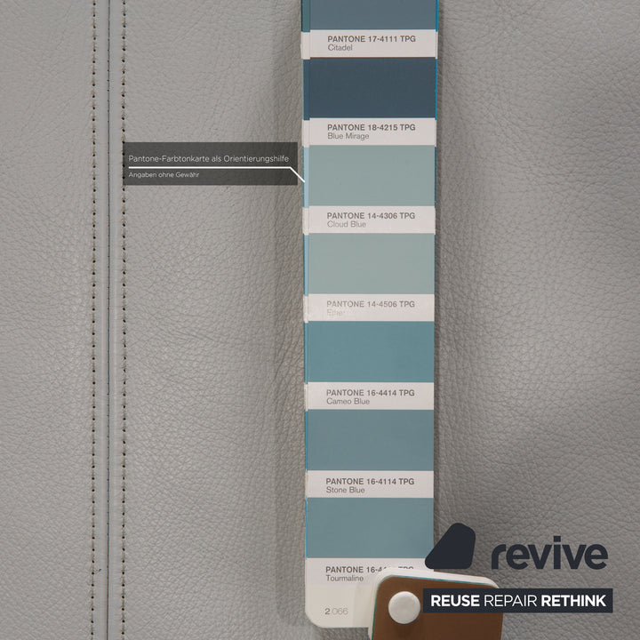 Rolf Benz 1600 Leder Hocker Blau Grau