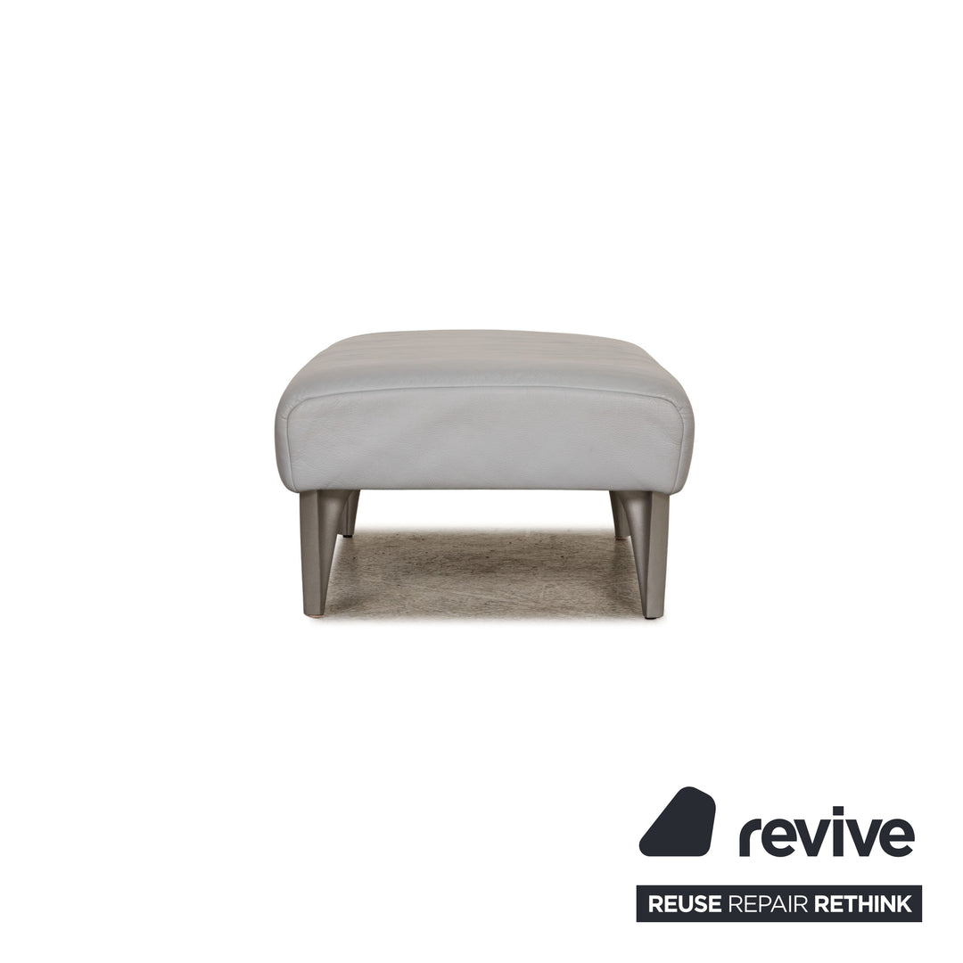 Rolf Benz 1600 Leder Hocker Blau Grau