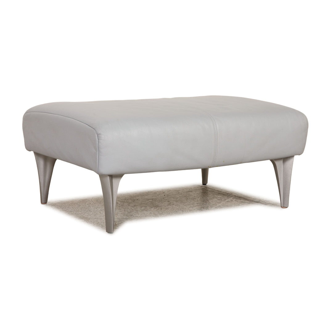 Rolf Benz 1600 Leder Hocker Blau Grau