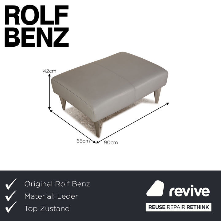 Rolf Benz 1600 Leder Hocker Eisblau