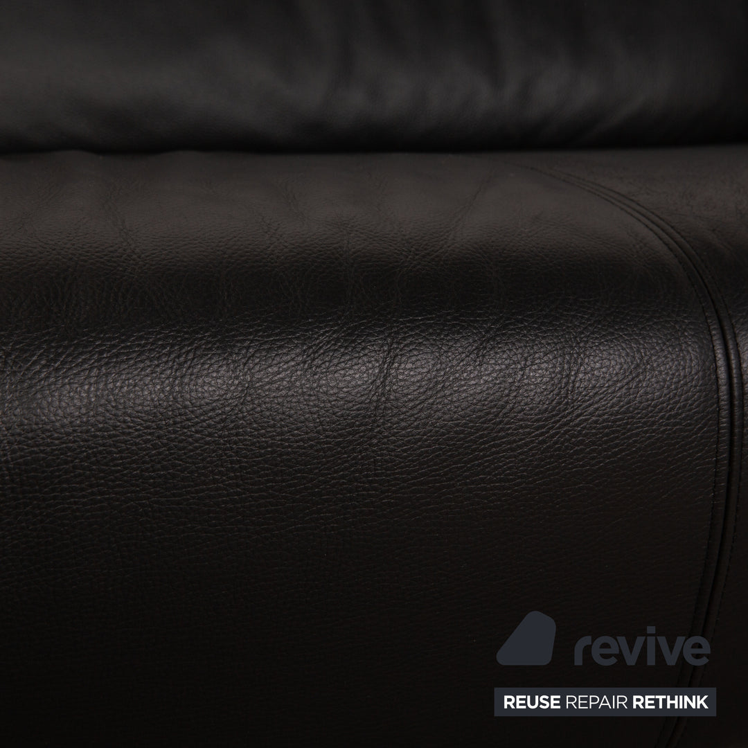 Rolf Benz 250 Leder Dreisitzer Schwarz Sofa Couch