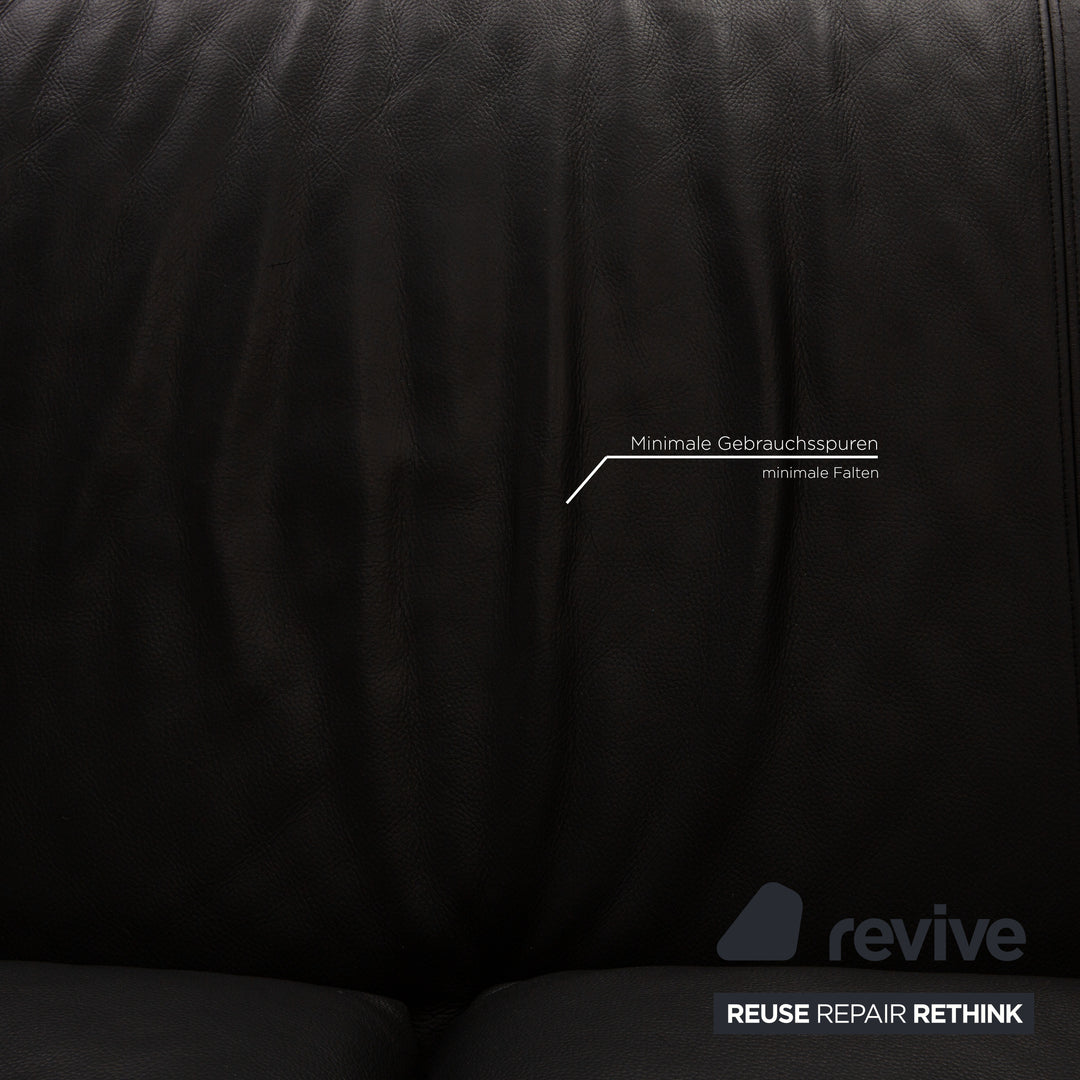 Rolf Benz 250 Leder Dreisitzer Schwarz Sofa Couch