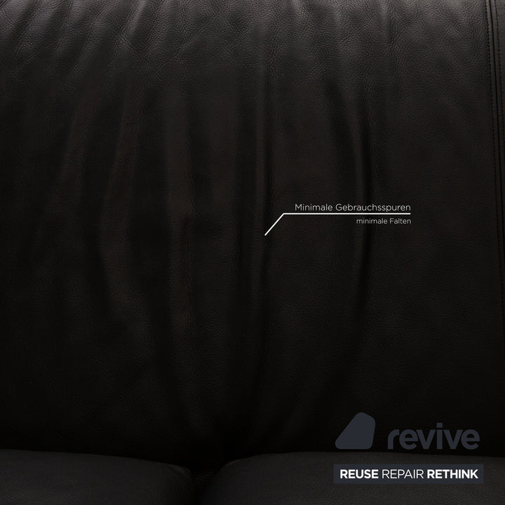 Rolf Benz 250 Leder Dreisitzer Schwarz Sofa Couch