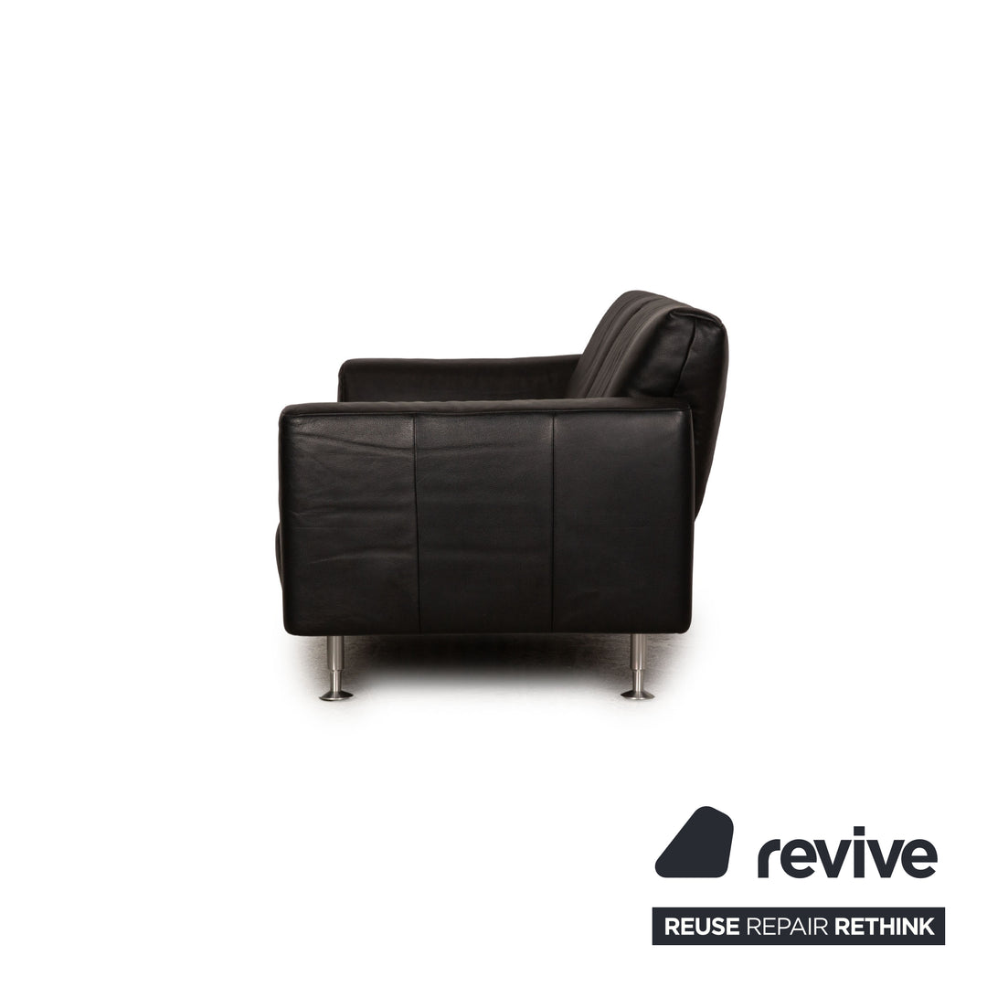 Rolf Benz 250 Leder Dreisitzer Schwarz Sofa Couch