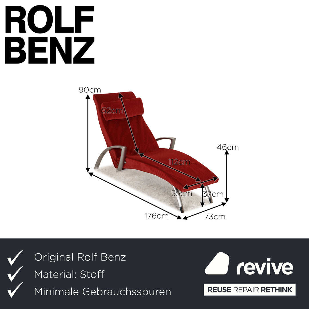 Rolf Benz 2600 chaise longue en tissu rouge housse neuve