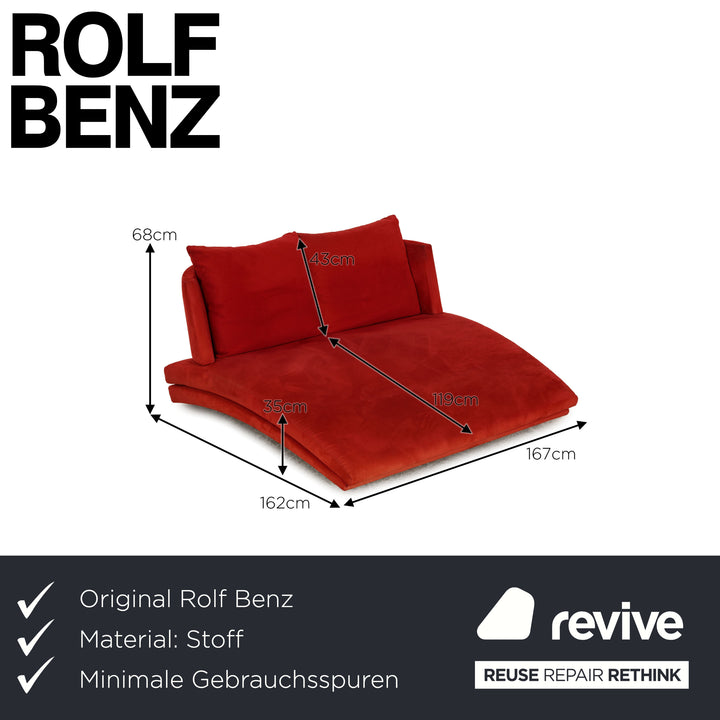 Rolf Benz 2800 chaise longue en tissu rouge
