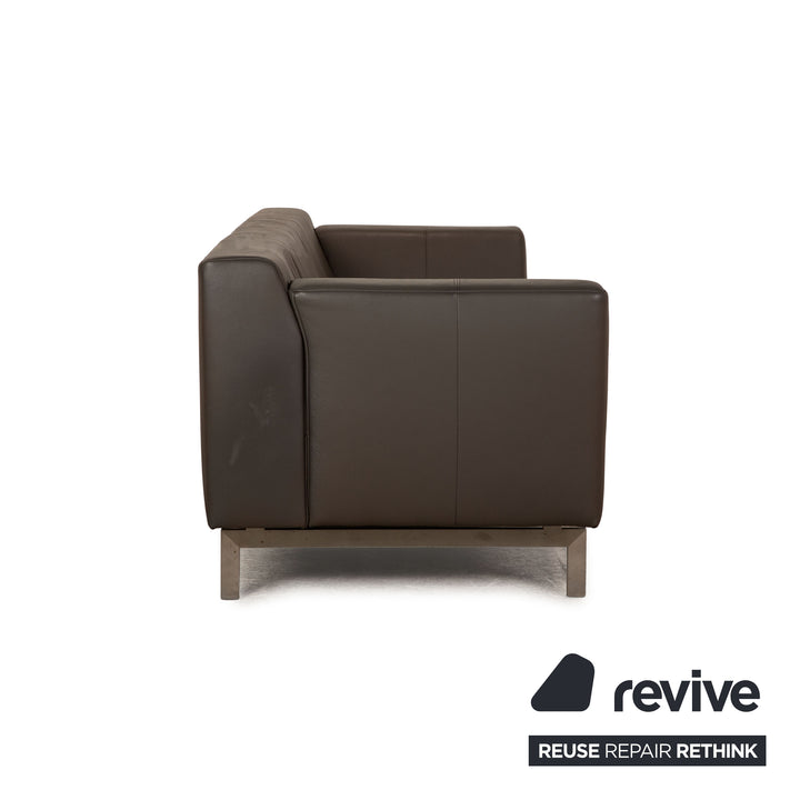 Rolf Benz 318 Linea Leder Sofa Grau Dreisitzer Couch