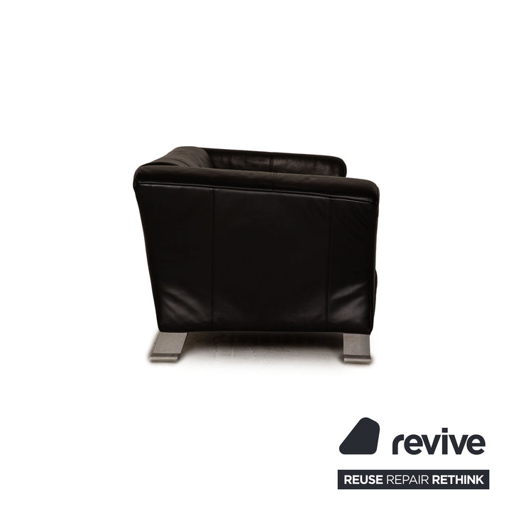 Rolf Benz 322 leather three-seater black sofa couch
