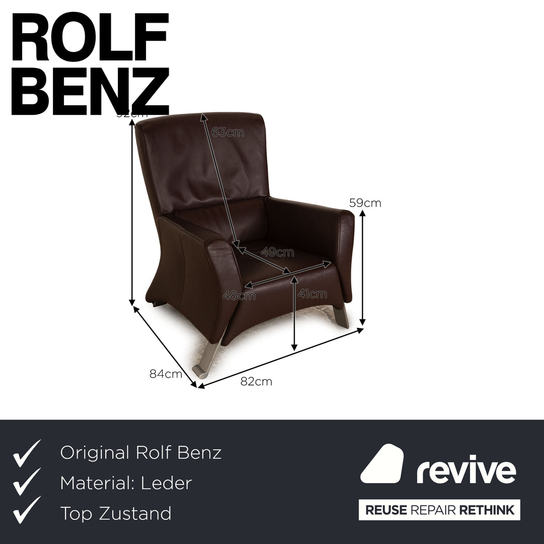 Rolf Benz 322 Fauteuil en cuir marron
