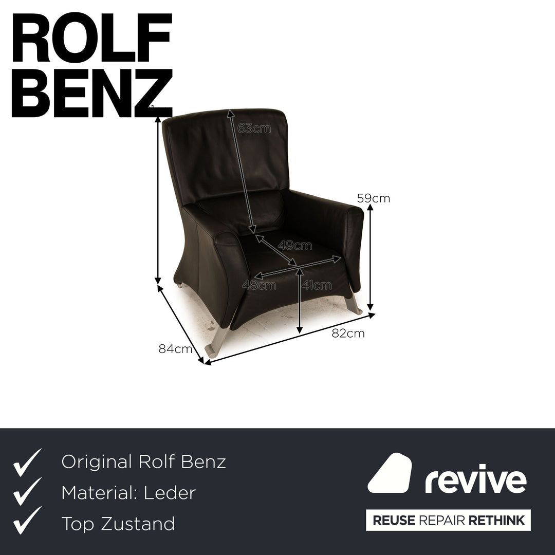 Rolf Benz 322 Fauteuil en cuir noir