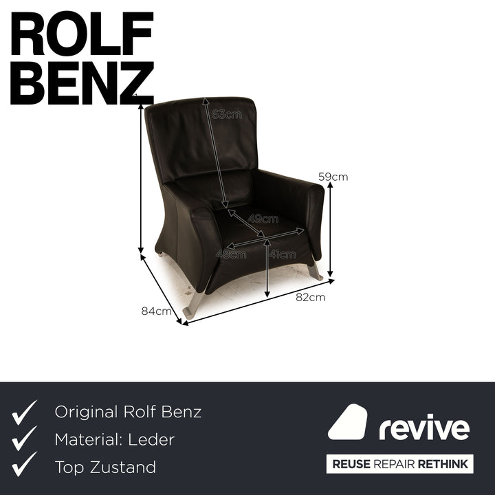 Rolf Benz 322 Fauteuil en cuir noir
