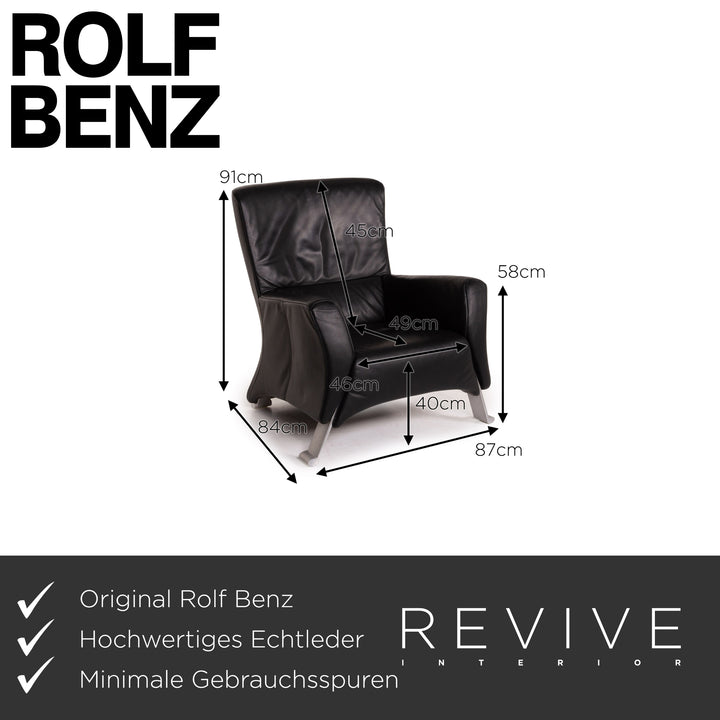 Rolf Benz 322 Leder Sessel Schwarz