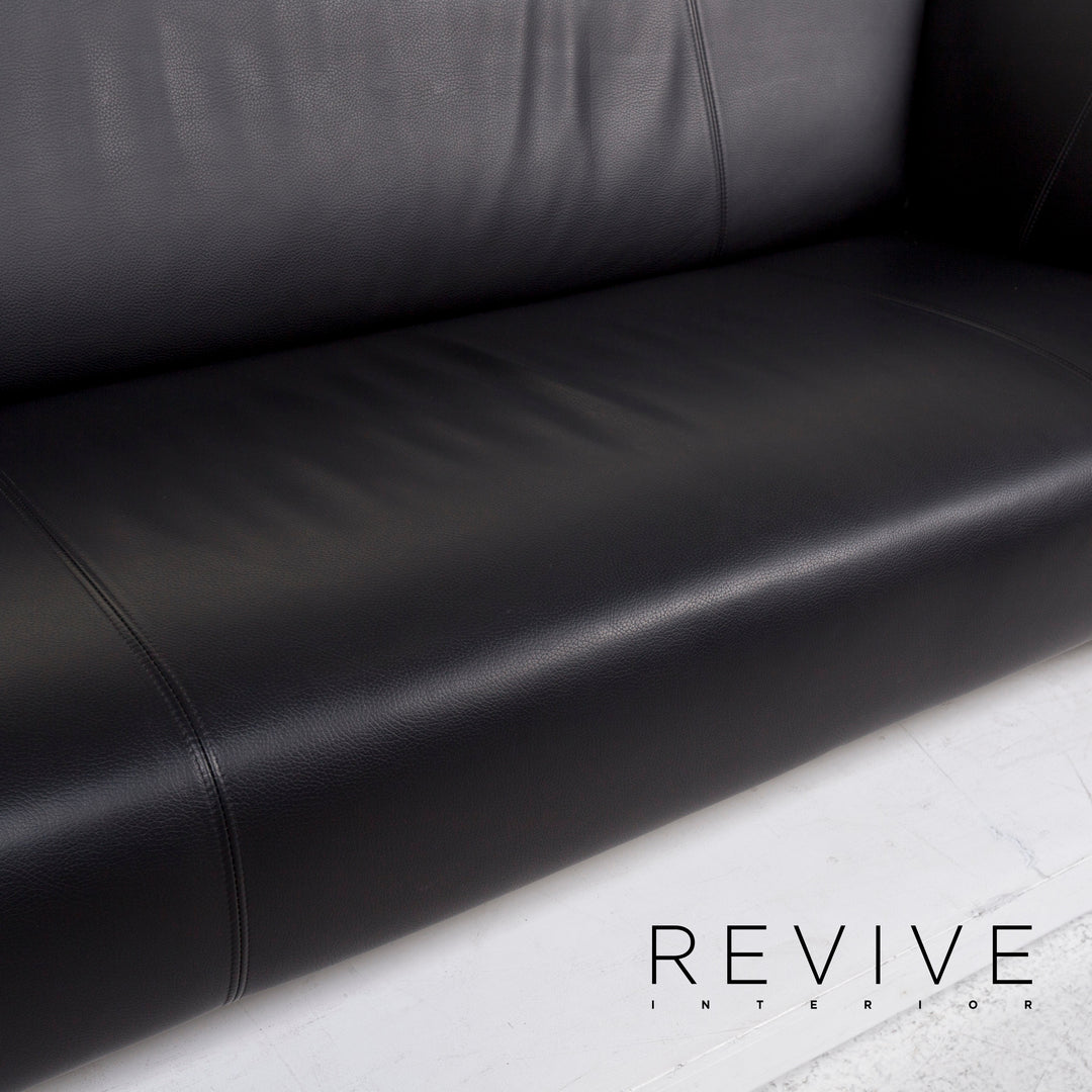 Rolf Benz 322 Leder Sofa Schwarz Dreisitzer #12999