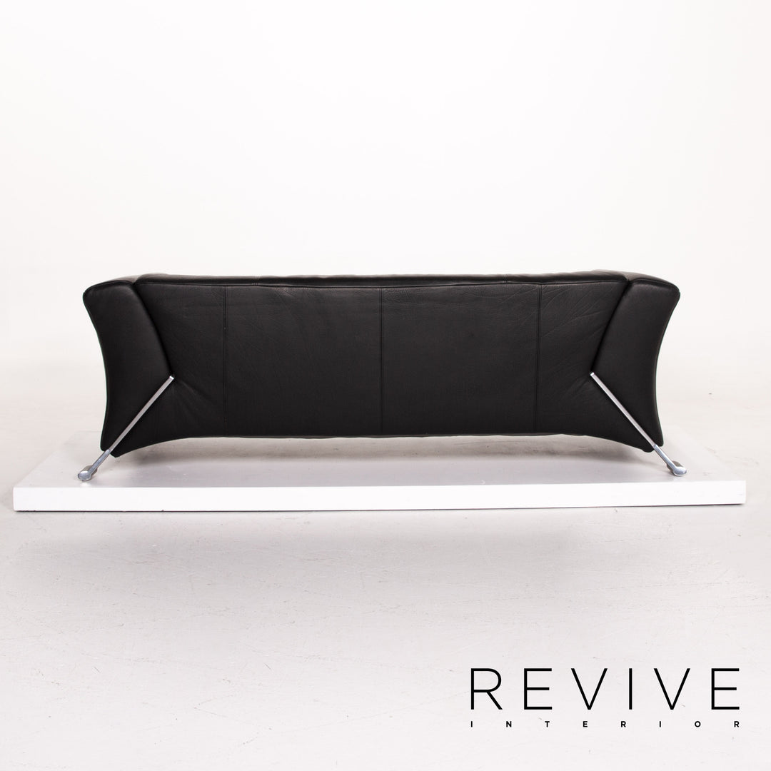Rolf Benz 322 Leder Sofa Schwarz Dreisitzer Couch #13985