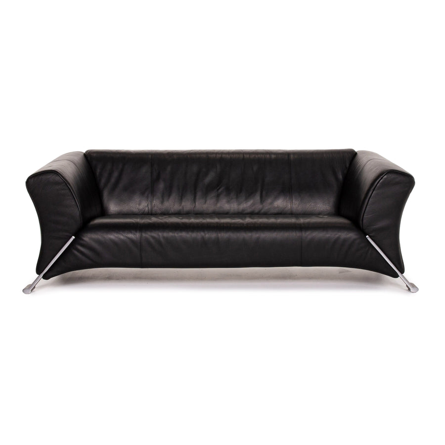 Rolf Benz 322 Leder Sofa Schwarz Dreisitzer Couch #13985