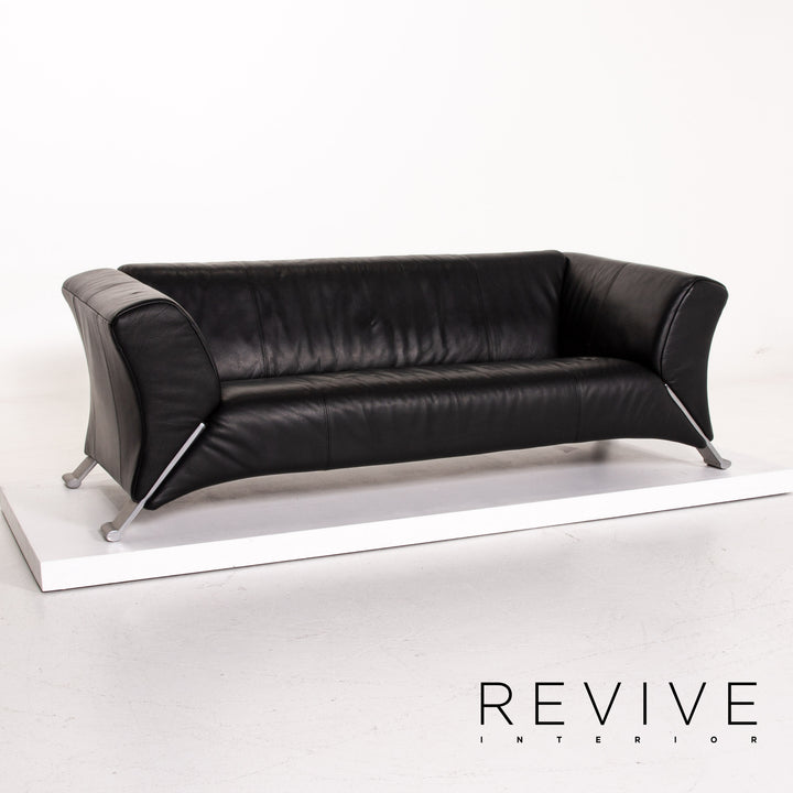 Rolf Benz 322 Leder Sofa Schwarz Dreisitzer Couch #13985