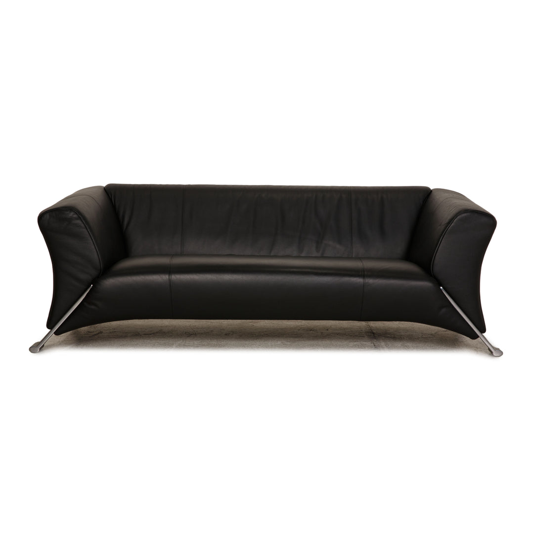 Rolf Benz 322 Leder Zweisitzer Schwarz Sofa Couch