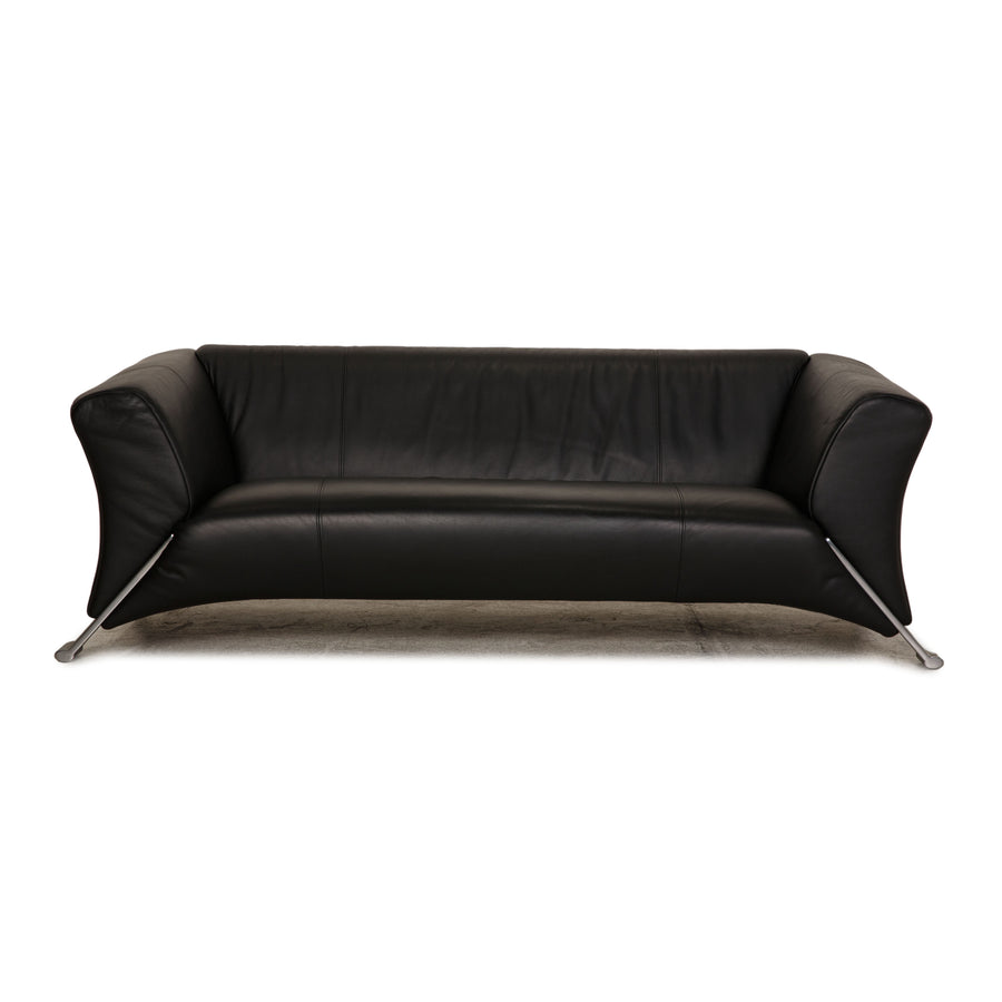 Rolf Benz 322 Leder Zweisitzer Schwarz Sofa Couch