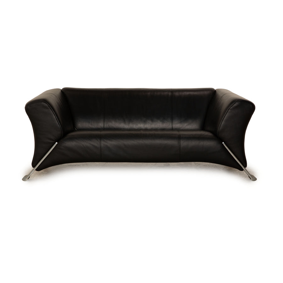 Rolf Benz 322 Leder Zweisitzer Schwarz Sofa Couch