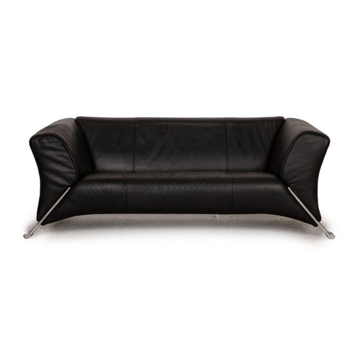 Rolf Benz 322 Zweisitzer Leder Sofa Schwarz Couch