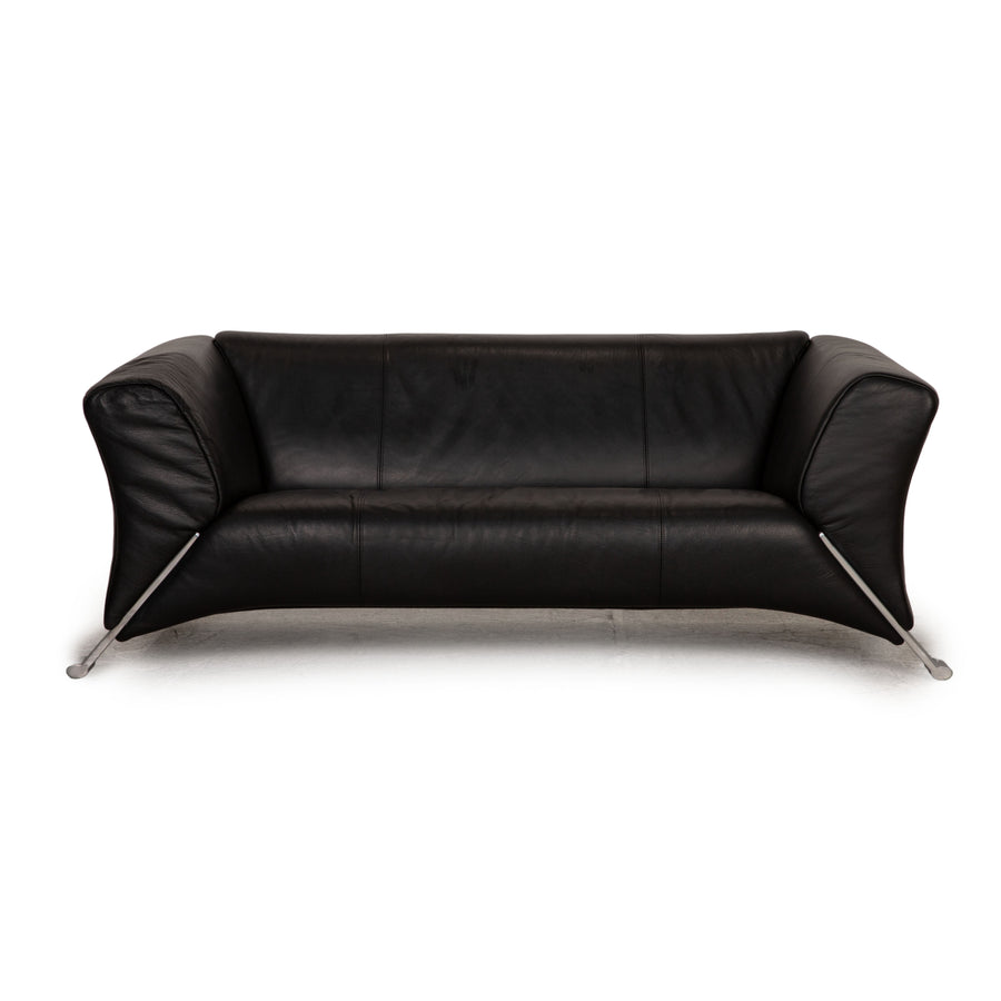 Rolf Benz 322 Zweisitzer Leder Sofa Schwarz Couch