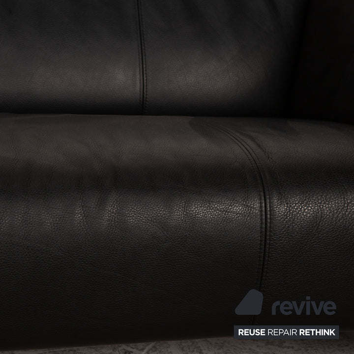 Rolf Benz 322 Zweisitzer Leder Sofa Schwarz Couch