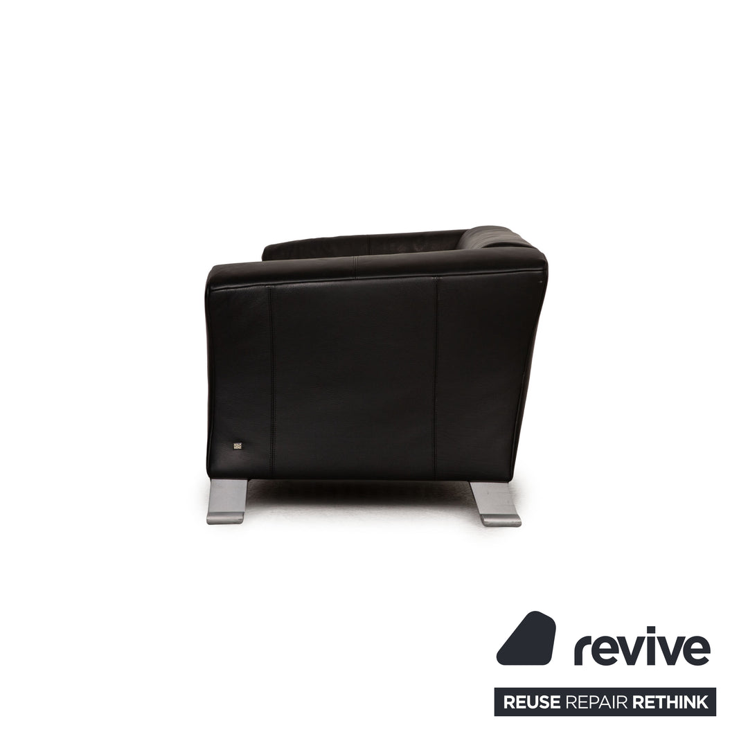 Rolf Benz 322 Zweisitzer Leder Sofa Schwarz Couch