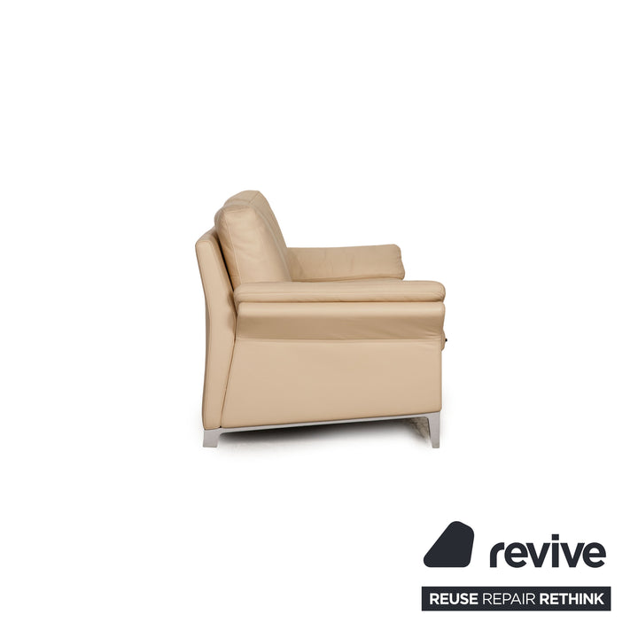Rolf Benz 3300 Leder Sofa Creme Dreisitzer Couch