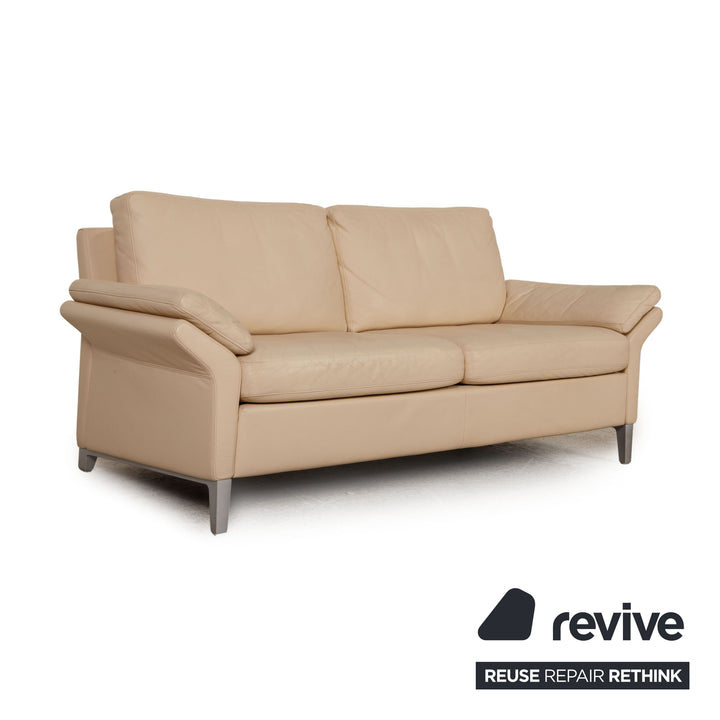 Rolf Benz 3300 Leder Sofa Creme Dreisitzer Couch