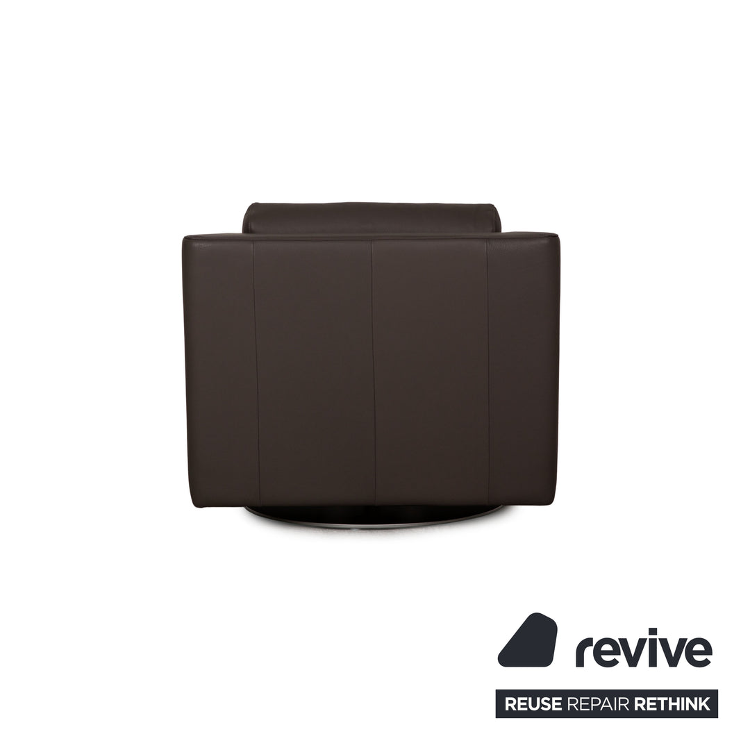 Rolf Benz 350 leather armchair Gray swivel armchair