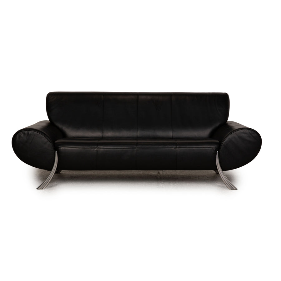 Rolf Benz 545 Leder Zweisitzer Schwarz Sofa Couch