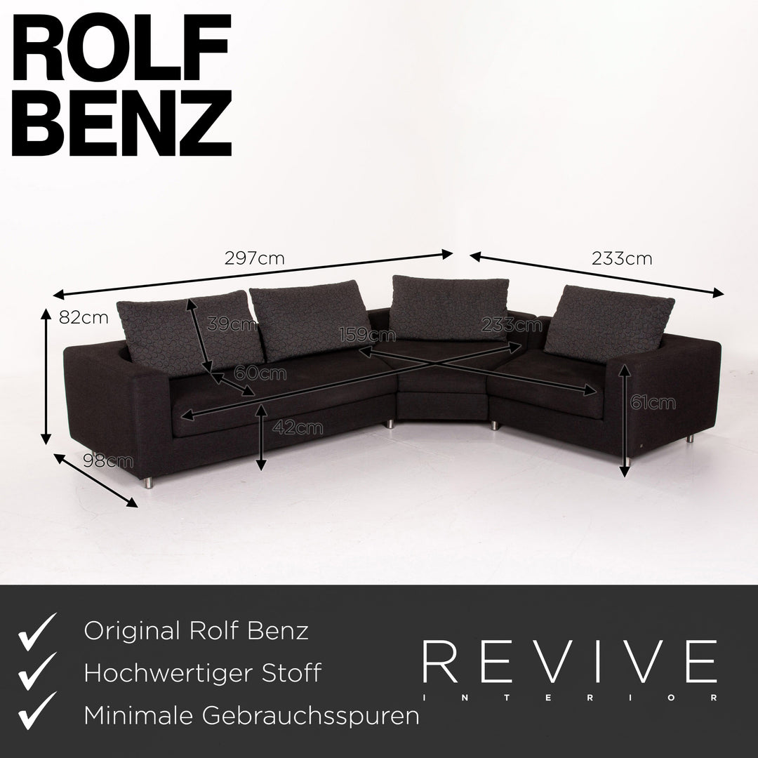Rolf Benz 546 Stoff Ecksofa inkl. Hocker Anthrazit Sofa Couch #13613