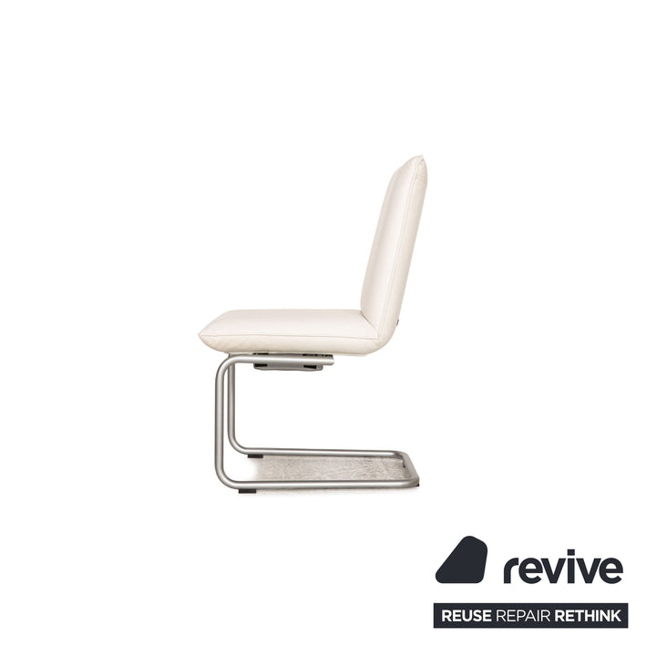 Rolf Benz 620 Chaise en cuir Blanc Cantilever