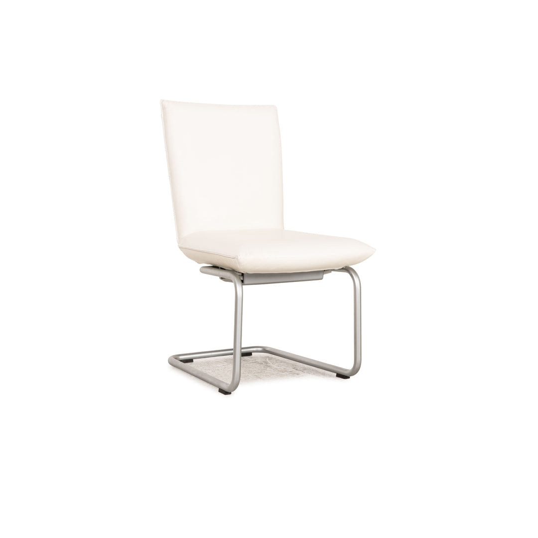 Rolf Benz 620 Chaise en cuir Blanc Cantilever