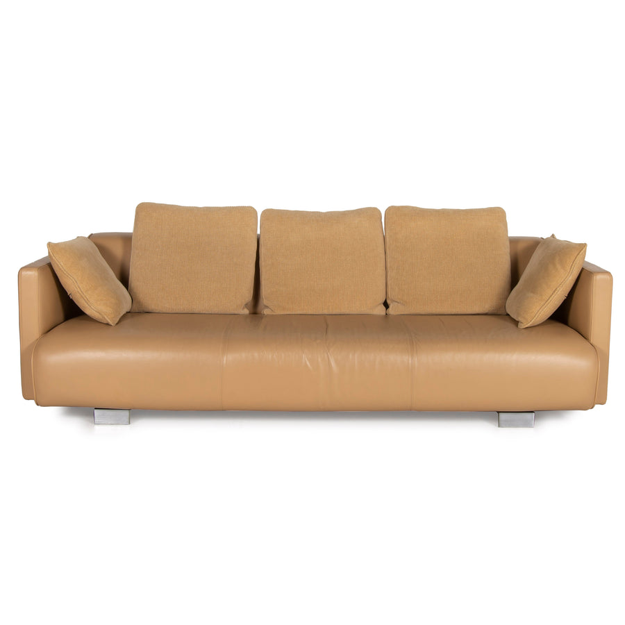 Rolf Benz 6300 leather sofa beige four-seater couch