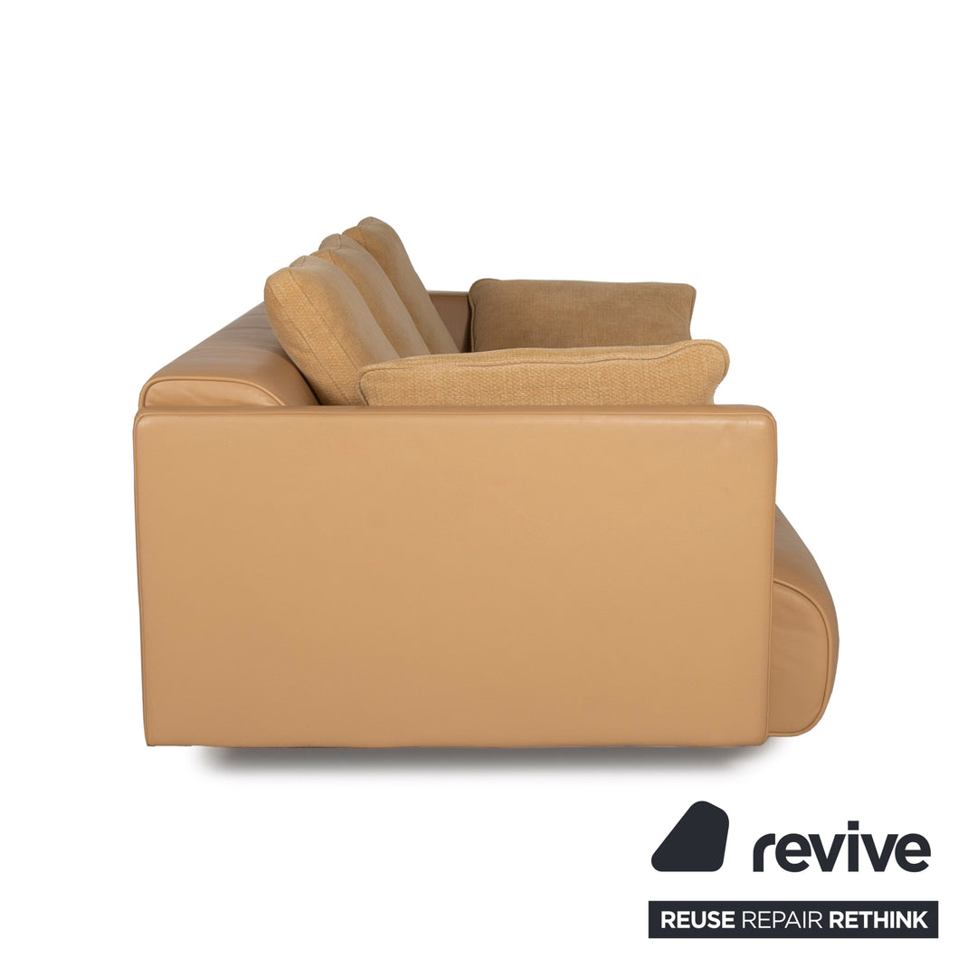 Rolf Benz 6300 leather sofa beige four-seater couch