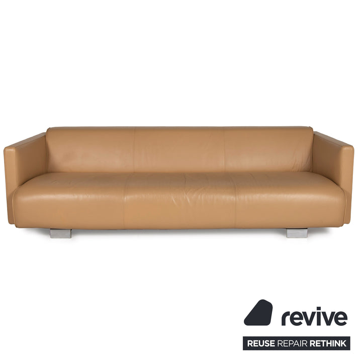 Rolf Benz 6300 leather sofa beige four-seater couch