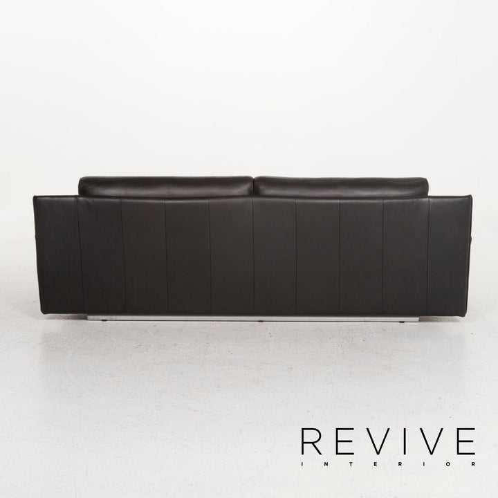 Rolf Benz 6500 leather sofa black three-seater function couch #12908
