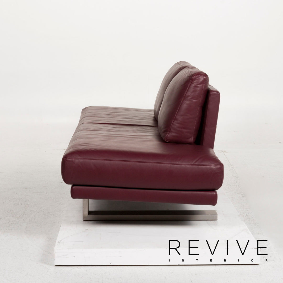 Rolf Benz 6600 leather sofa set Aubergine Purple 1x three-seater 1x two-seater #13002