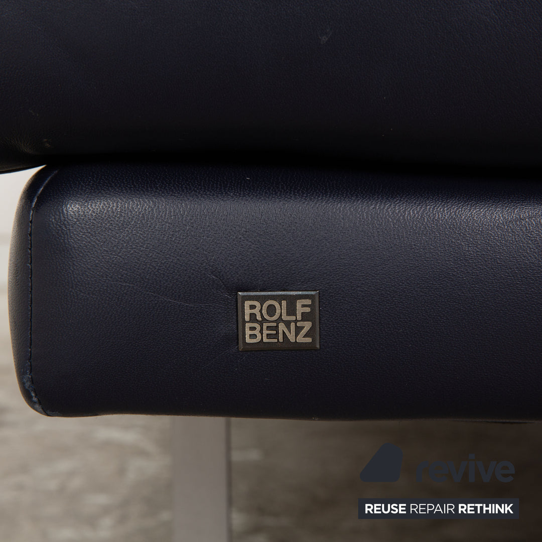 Canapé deux places en cuir bleu foncé Rolf Benz 6600