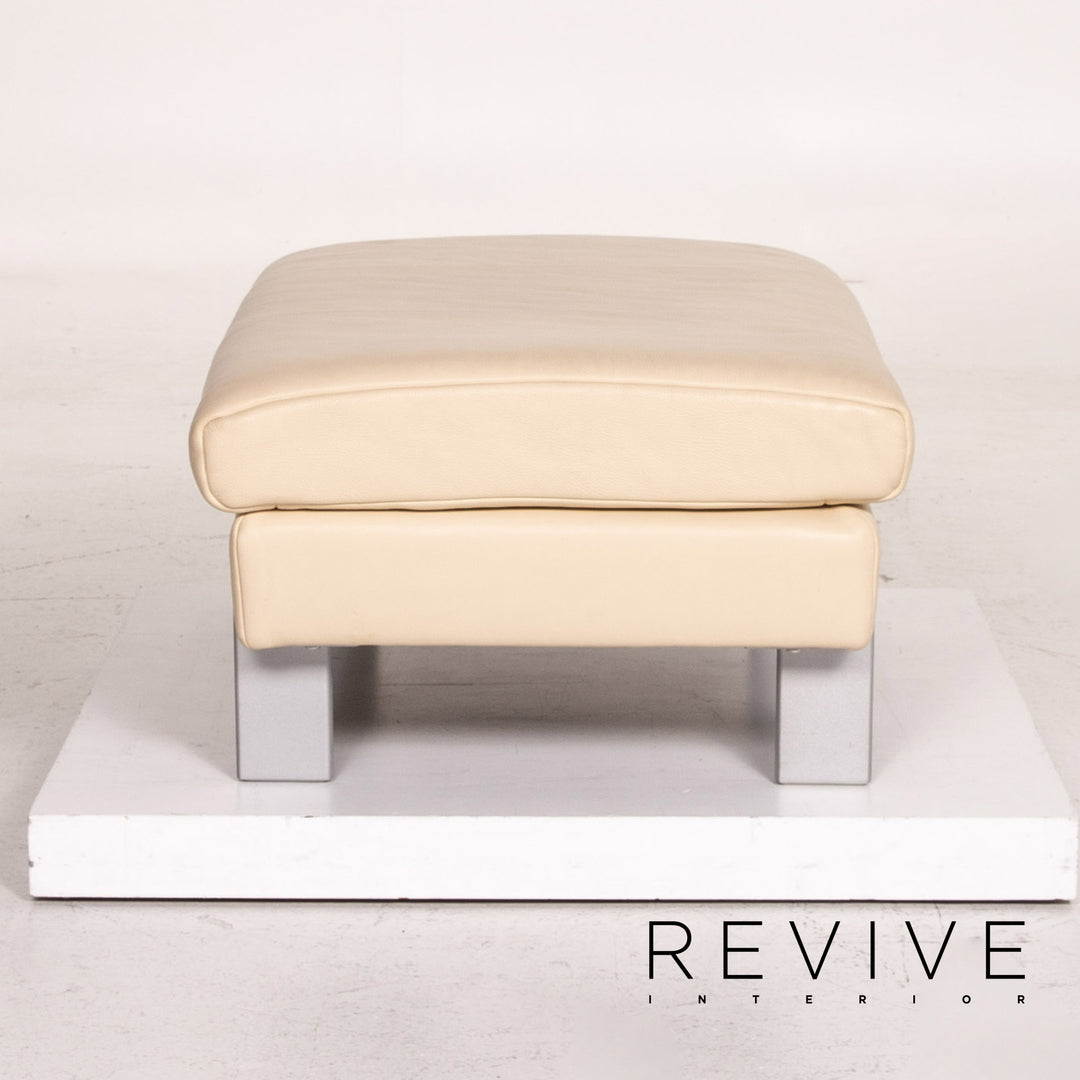 Rolf Benz AK 644 Leder Hocker Creme Ottoman #14617