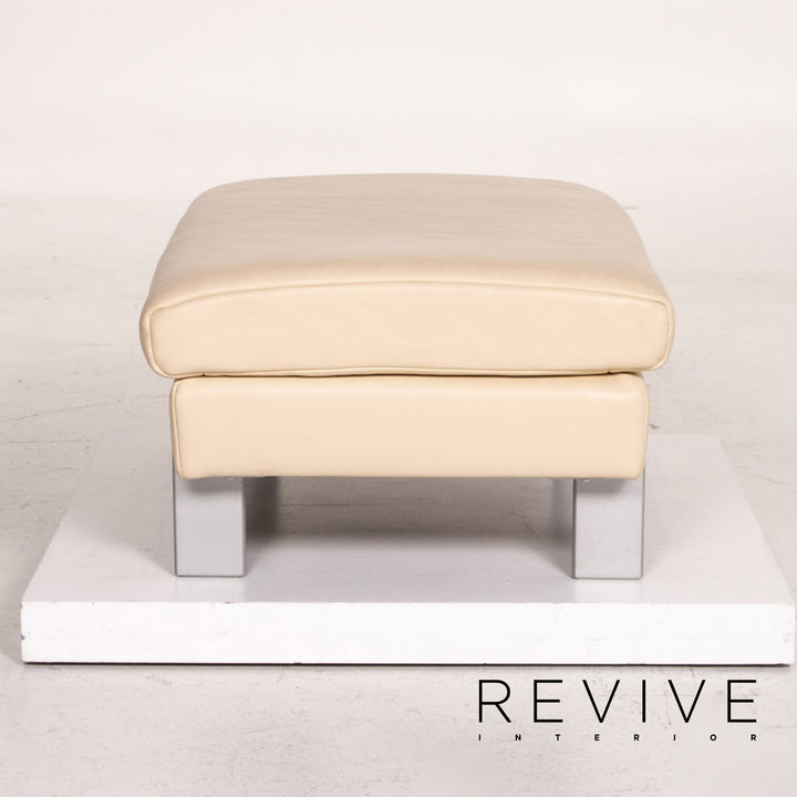 Rolf Benz AK 644 Leder Hocker Creme Ottoman #14617