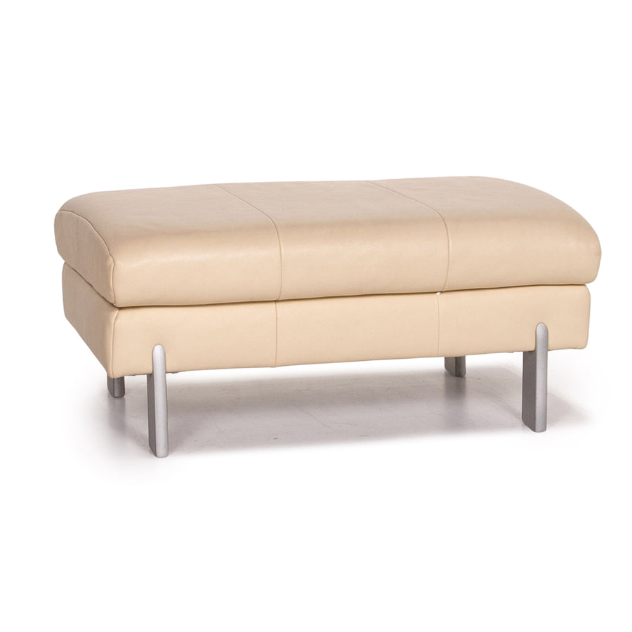 Rolf Benz AK 644 Leder Hocker Creme Ottoman #14617