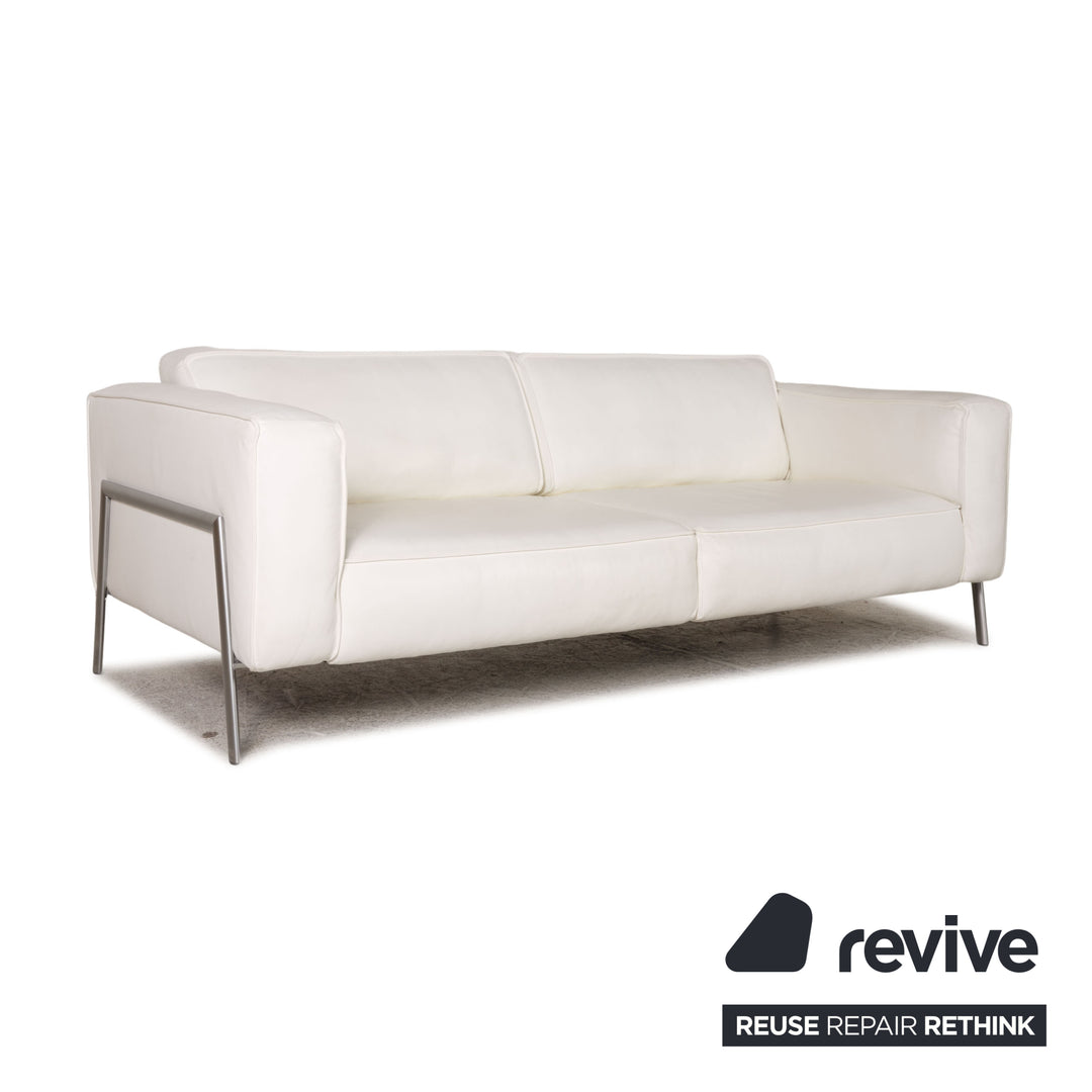 Rolf Benz Bacio leather sofa white three-seater couch