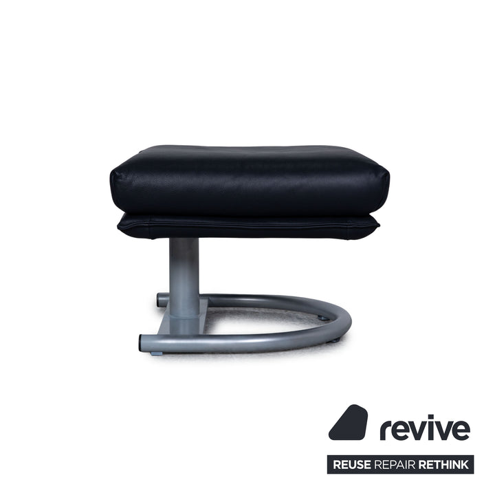 Rolf Benz BMP 418 Leather Stool Dark Blue
