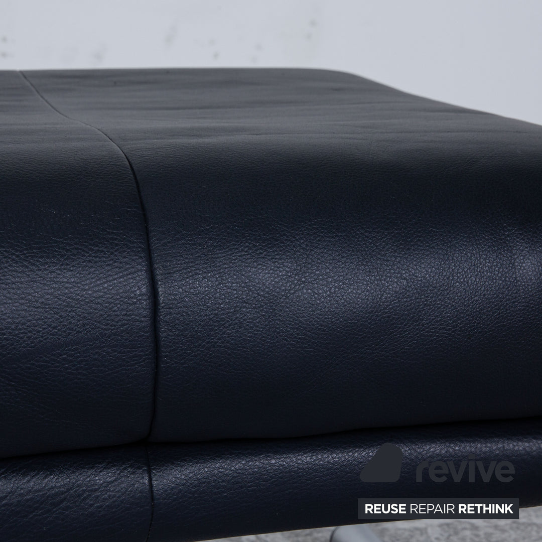 Rolf Benz BMP 418 Leather Stool Dark Blue
