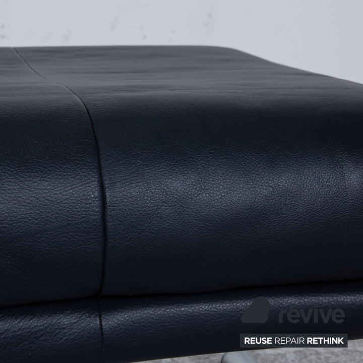 Rolf Benz BMP 418 Leather Stool Dark Blue
