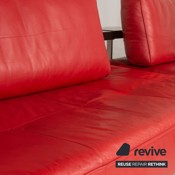 Rolf Benz Dono Leder Ecksofa Rot Couch Sofa